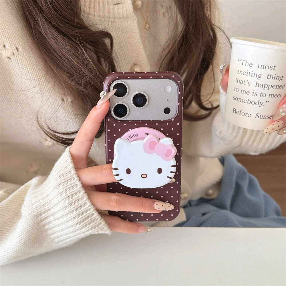 Korean Polka Dot Hellokitty For Magsafe Stand Phone Case for
