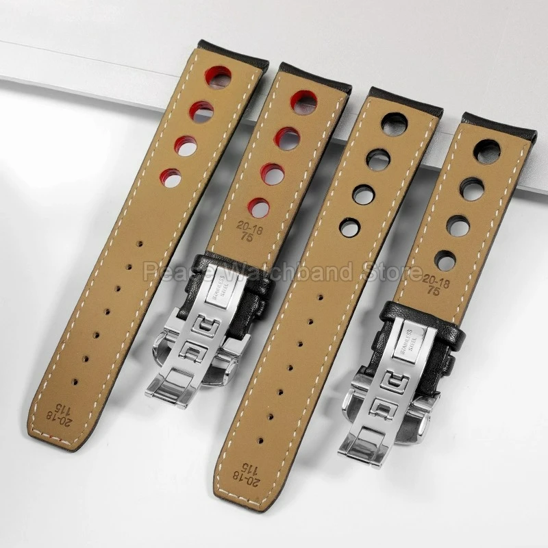 20 مللي متر مشبك من الفولاذ المقاوم للصدأ البني لتيسو T-Race T044614A T044417A T100.417 T100.427 حزام ساعة من جلد البقر عالي الجودة