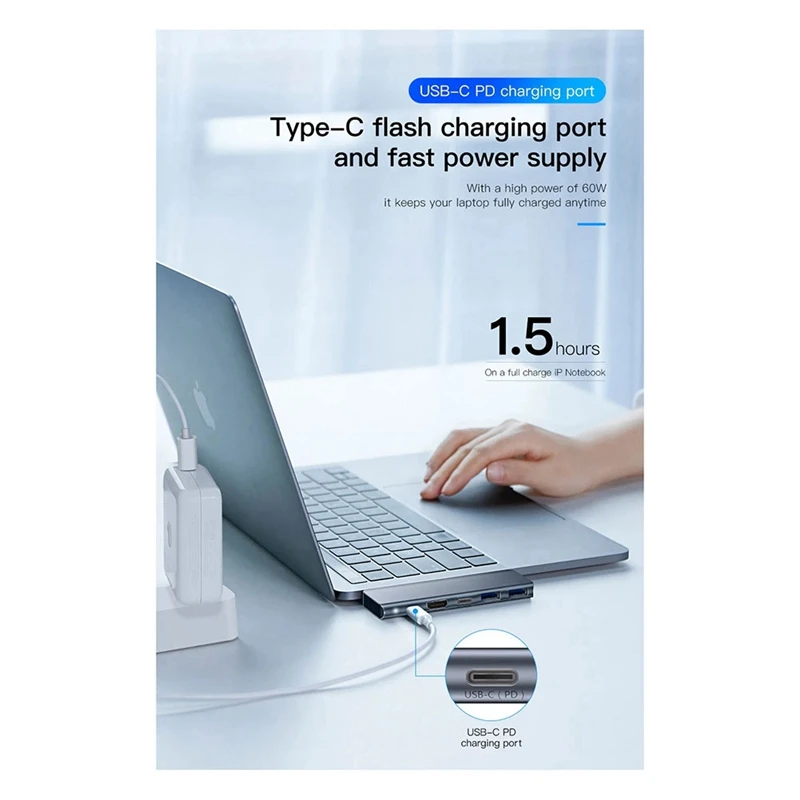 Tebe 7 In 1 Type-C Hub USB -C To 4K -Compatible USB 3.0 SD/TF PD Fast Charging Splitter USB C Docking Station