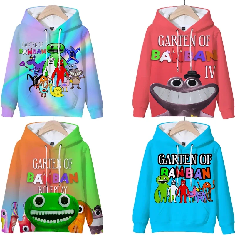 Garten Of BanBan Print Hoodies Kids Harajuku Sweatshirts Outwear Boys Girls Cartoon Pullover Hoody Autumn Winter Children Tops