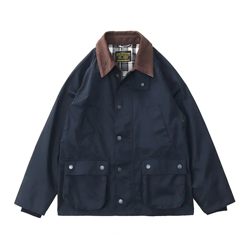 Men's new workwear wax jacket Ami khaki American retro corduroy lapel jacket