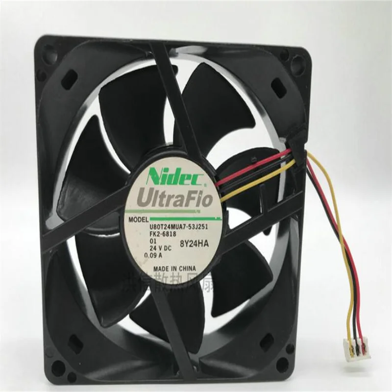 

Wholesale: original nidec u80t24mua7-53j251 8cm 24v 0.09a 8025 three-wire fan