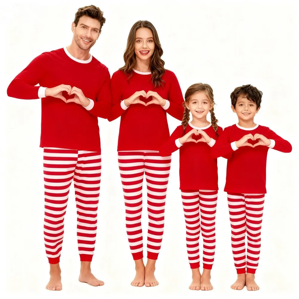Family Matching Outfits Striped Christmas Pajamas Sets Kids Pyjama Couples Pajama Family Look Clothing Suits Xmas Sleepwear Pjs