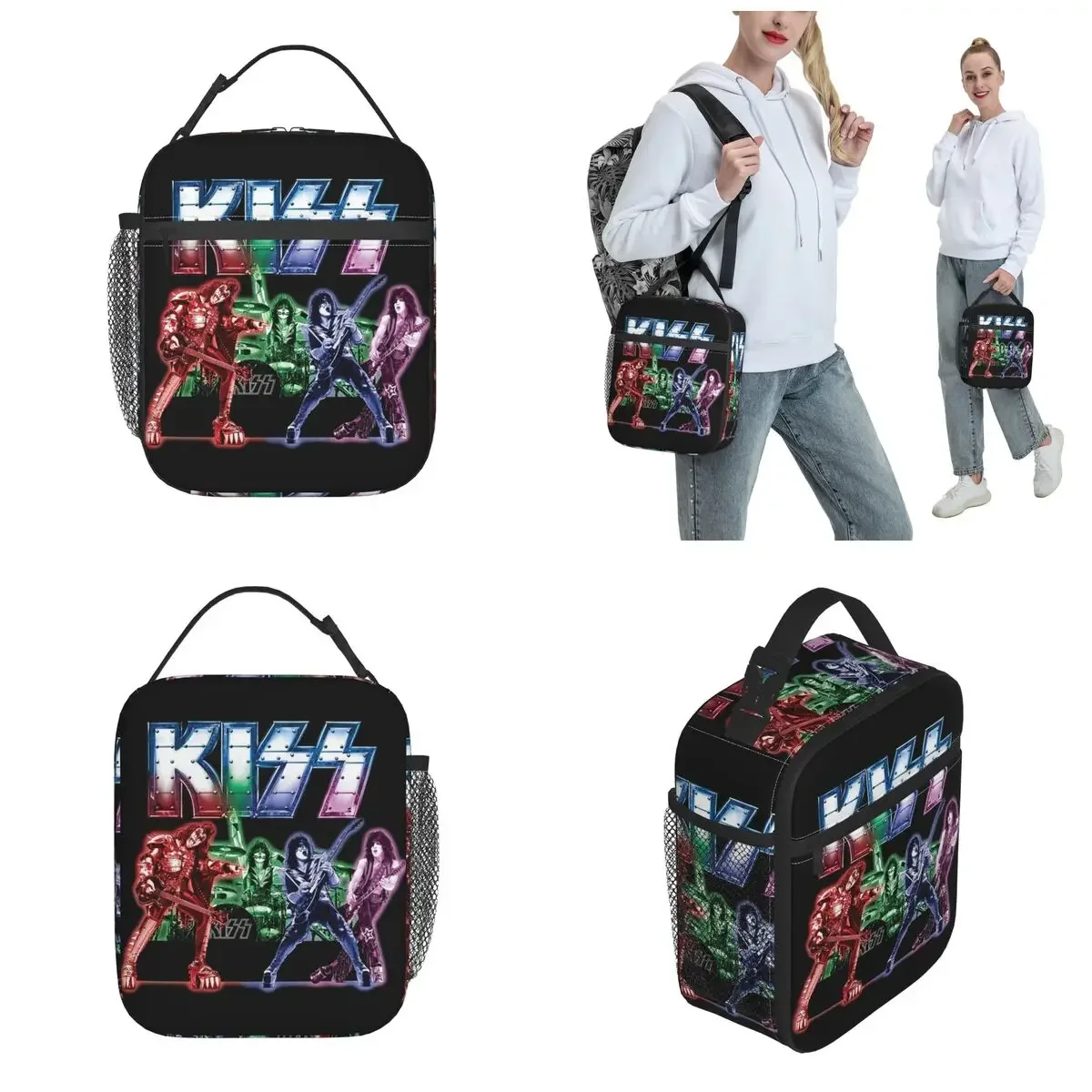 Kiss Band Crazy Demon Catman Ace Rock Insulated Lunch Bag Lunch Container Reusable Thermal Cooler Bento Box School