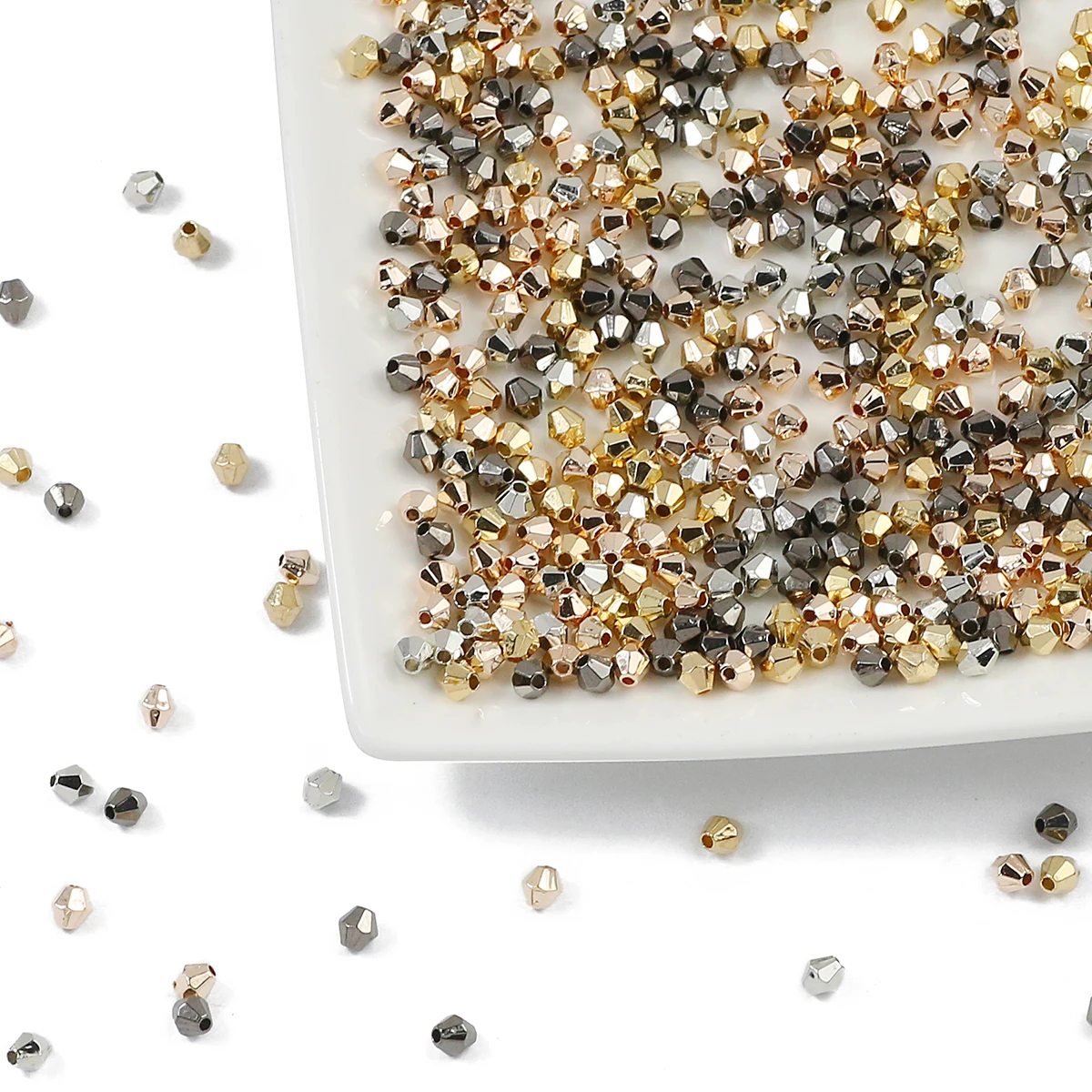 100-400pcs 4mm Bicone Gold Color Acrylic Beads Plated Silver Color Loose Beads for Jewelry Making DIY Bracelet Necklace Findings