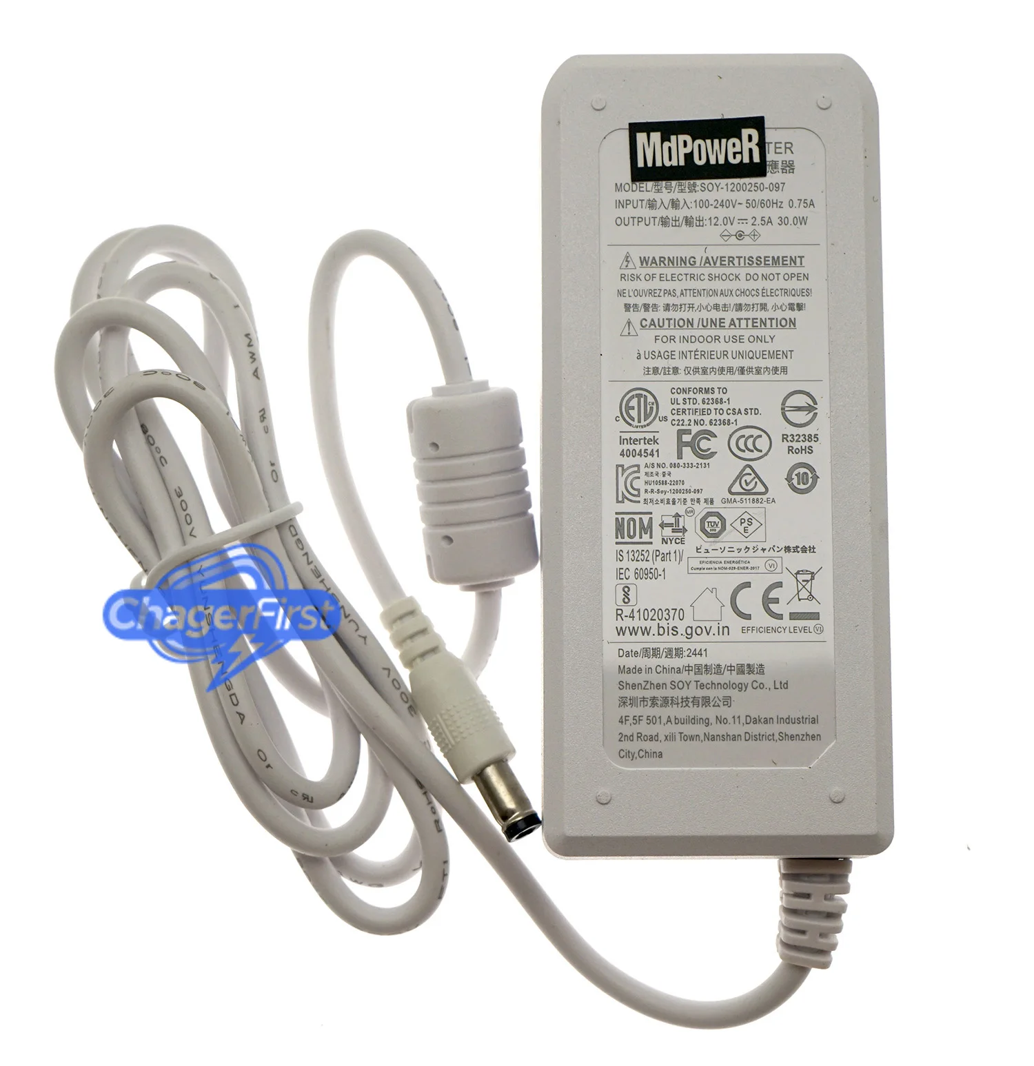 Genuine For AOC P2491 LCD Monitor Power Supply 12V 2.5A 30W 5.5x2.5mm AC Adapter Charger SOY SUN-1200250 ADPC1236
