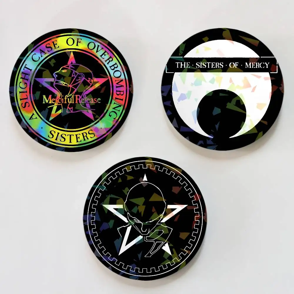 Band T-The Sisters Of Mercy Round Laser Badge Brooch Clothes Backpack Accessories Lapel Decoration Gift