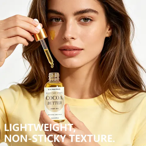 YOUNGCOME Cocoa Butter Body Oil Nourishing Moisturizing Softening Smoothing Hydrating Pure Daily Skin Care Dry Body Massage Oil