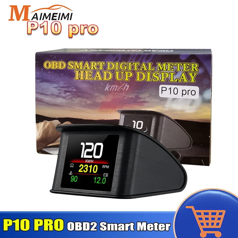 P10 Pro OBD2 Car Head-up Display TFT LCD Digital Speedometer HUD Auto On-board Computer With Fuel Consumption Water Temperature