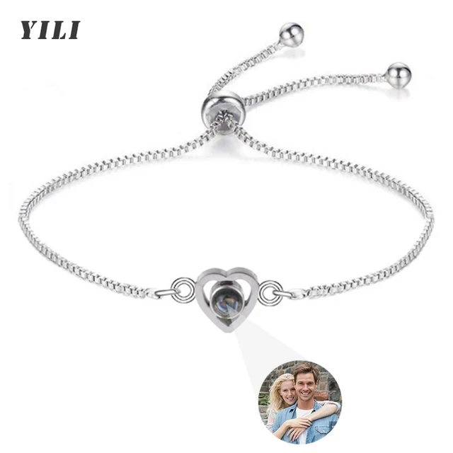 Personalisiertes Armband mit Bild im Inneren, Titan-Stahl Kubanische Gliederkette Armband mit Individueller Fotoprojektion für Männer und Frauen – Detail 14