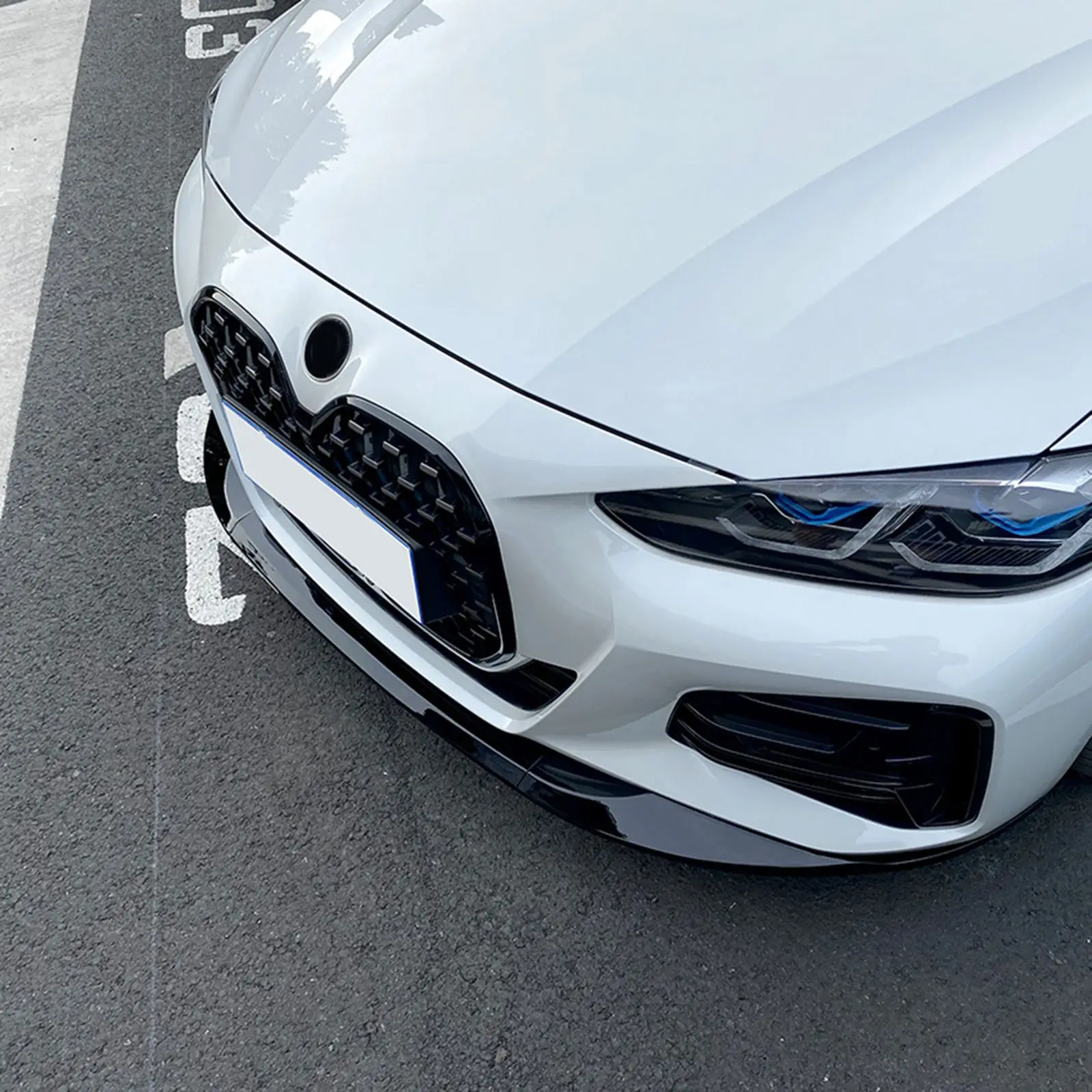 For BMW 4 Series 425i 430i G22 G23 G24 G26 2020-2023 Gloss Black Front Bumper Spoiler Lip Kit Carbon Look