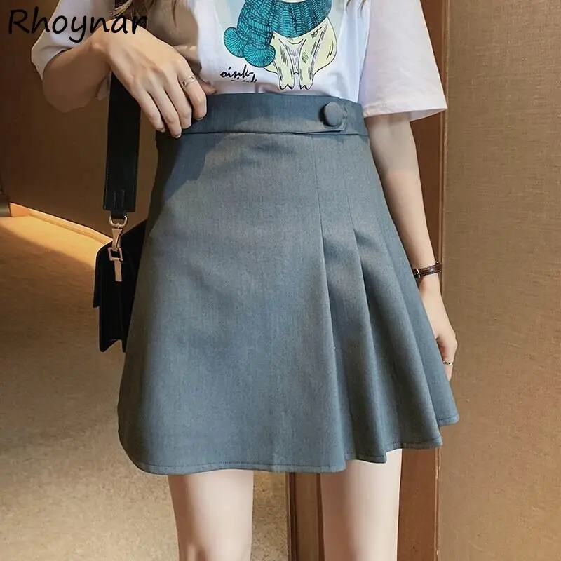 

Mini Skirts Women Tender Solid Elegant Simple Empire Design Spring Fall Female Popular Ins All-match Korean Style Hipster Faldas
