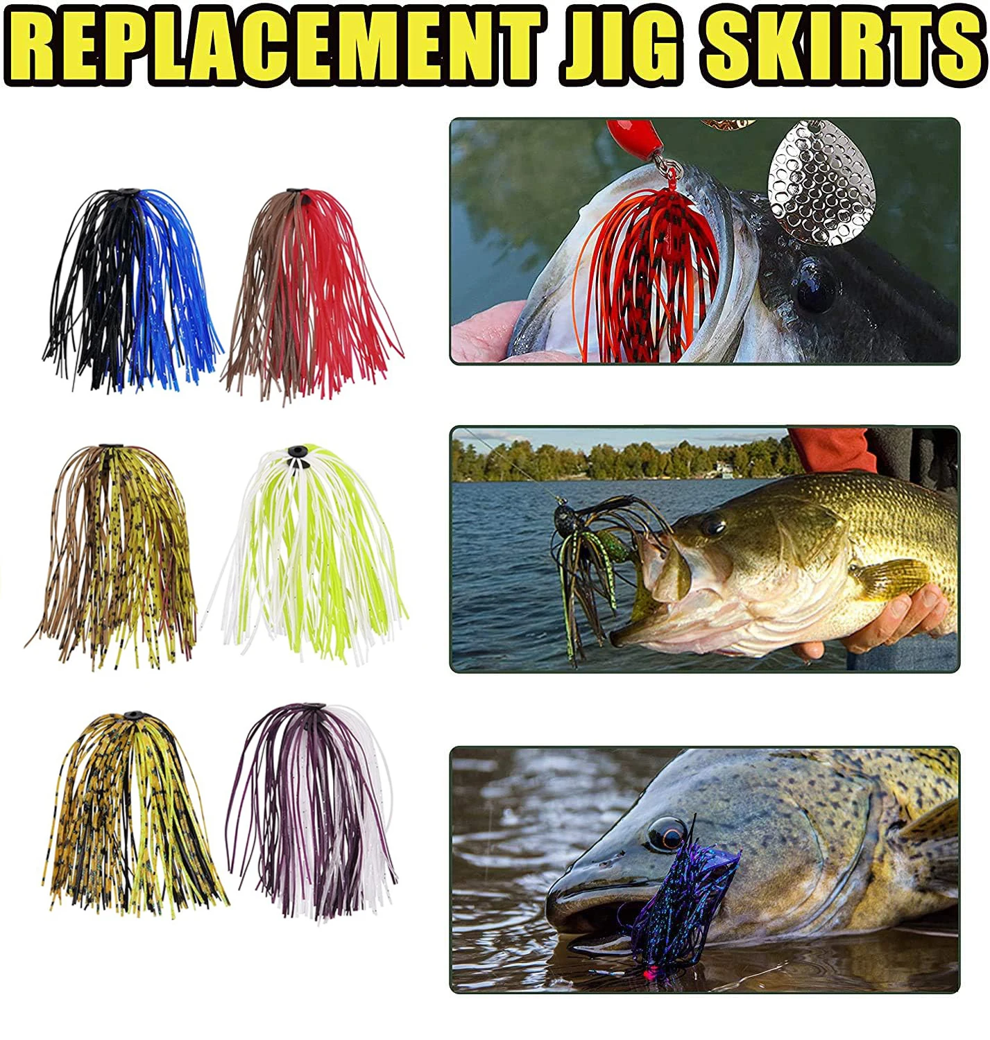 10Pcs Silicone Jig Skirts bait Replacement Fishing lures for DIY Spinnerbaits Buzzbaits jig heads Bass Trout fishing accessories