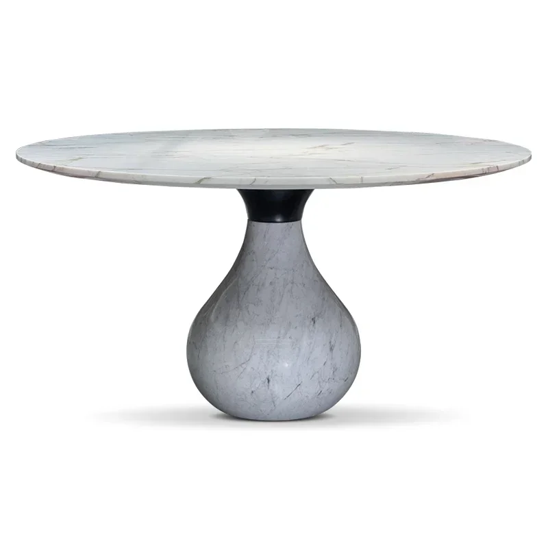 

Italian Natural Marble round Dining Table and Chair Villa Restaurant Water Drop Dining Table Kalagin