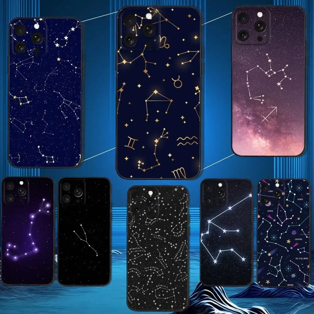 

Twelve c-constellations-es Phone Case For iPhone 16,15,14,13,12,11 Plus,Pro Max,XS,X,XR,SE,Mini,8,7,Soft Silicone Black Cover