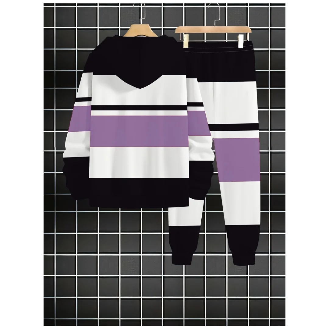 

Men's hoodie set New Year Latest Hot Hoodie Set Autumn Winter Season Y2K stripe Print Adult Trendy fashion Sports men's clothing