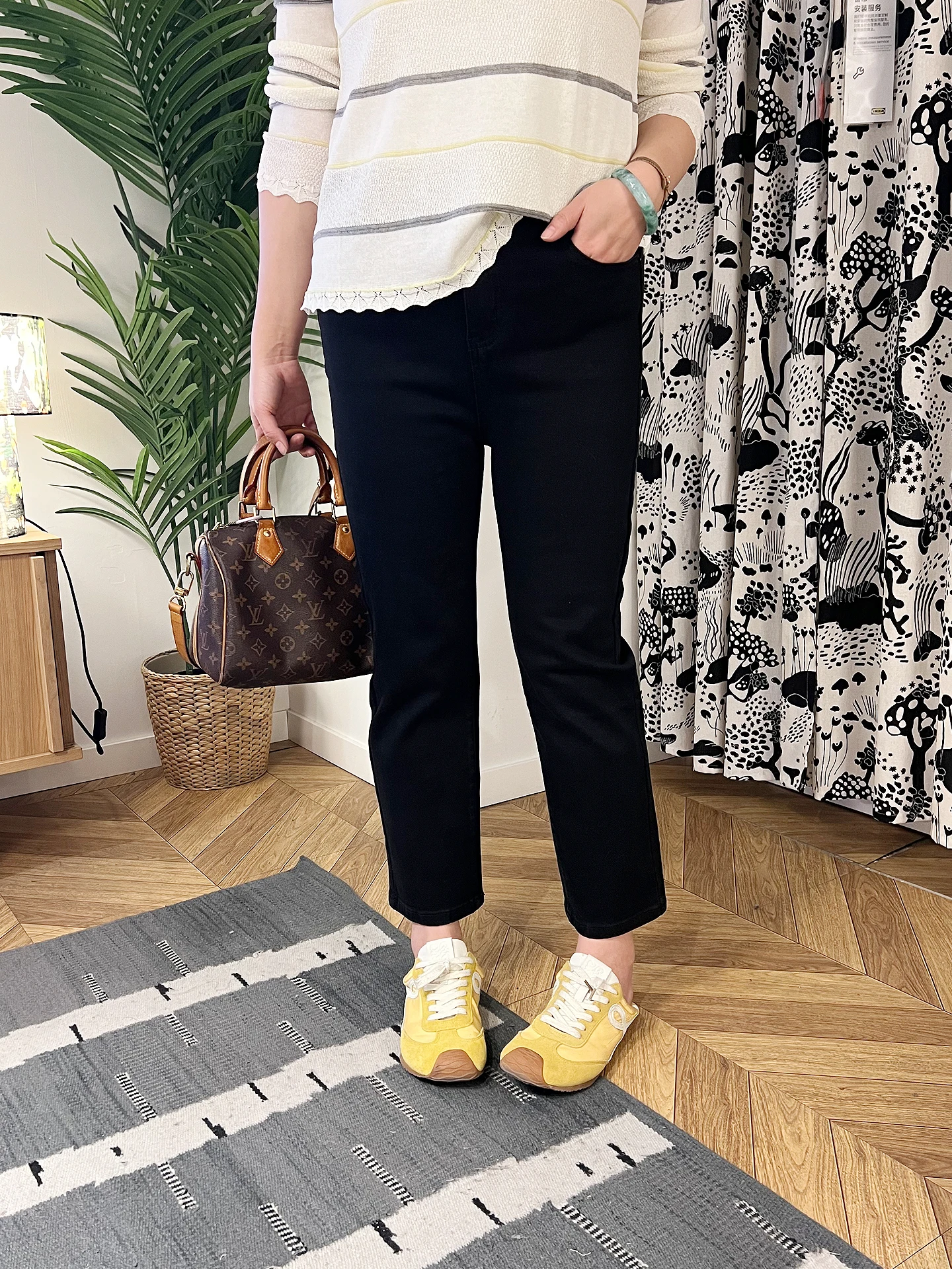 

Slim Fit Straight Leg Jeans High Waist Cotton Stretch Denim Ladies plus Size 200 Pou Nine Point Breadsti Pants