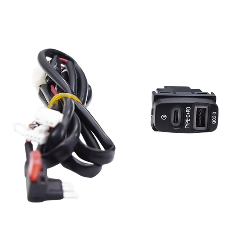 Car USB QC3.0 Type-C PD Fast Socket Phone Charging Outlet Power Adapter For Pajero Lancer Outlander-ABQA