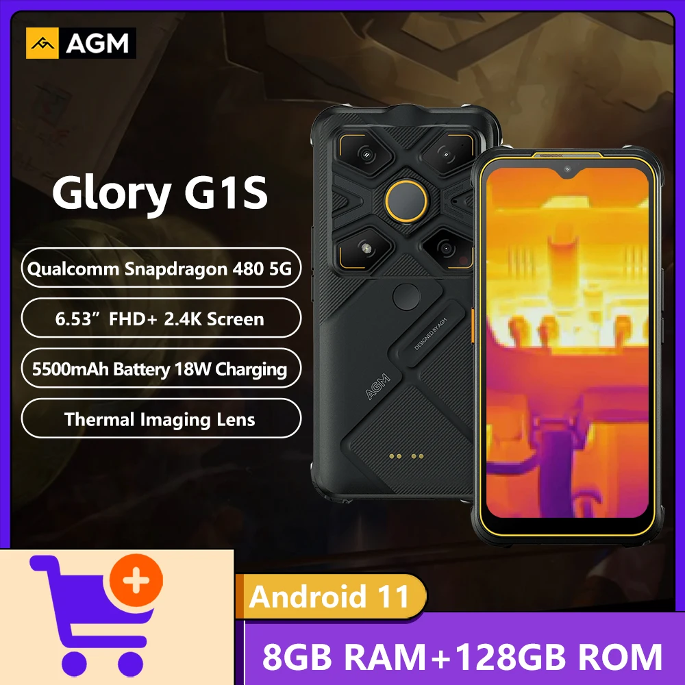 AGM Glory G1S 5G Rugged Phone Snapdragon 480 5G 8GB RAM+128GB ROM 48MP Main Camera 6.53-Inch 5500mAh Battery Android Smartphone