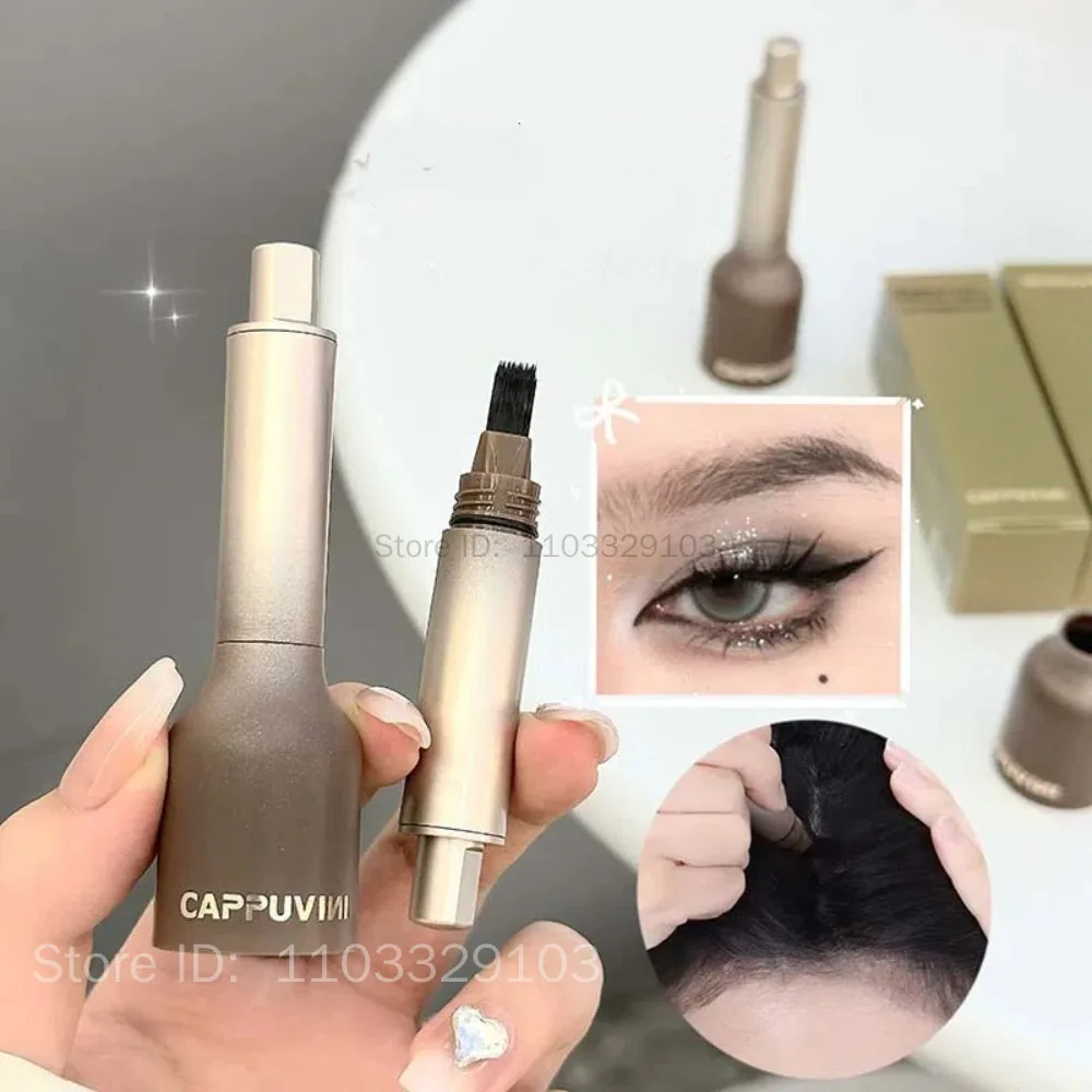 Tweeërlei gebruik Zwarte Vloeibare Wenkbrauw Pen Haarlijn Verven Stok Verschillende Wortel Wilde Wenkbrauwen Tattoo Snel Vullen Overzicht Schaduw Make-up