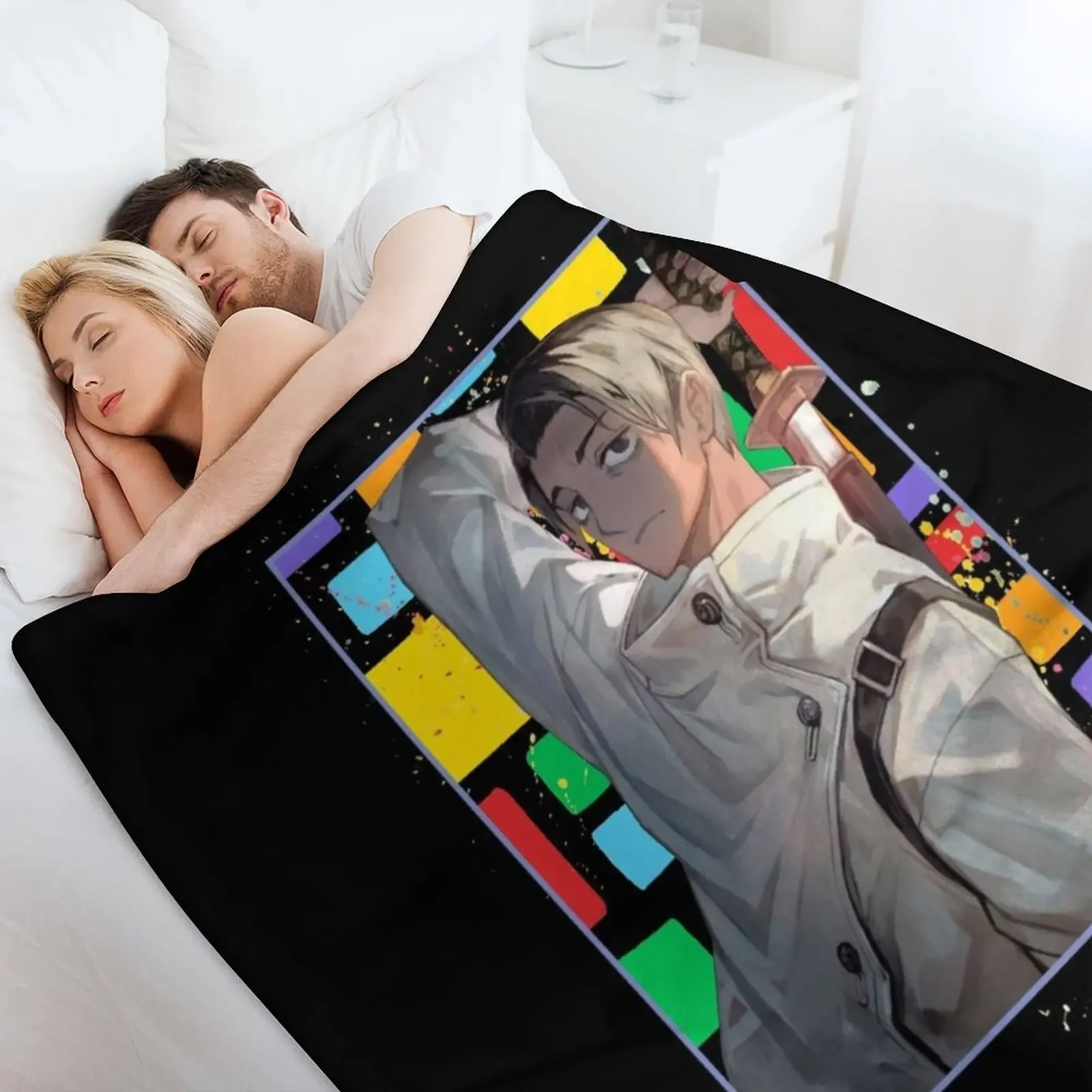 Yuta Okkotsu Block Anime design Throw Blanket Kid'S Tourist Hairy Decorative Sofas Blankets