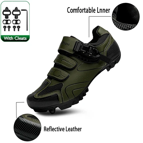 Zapatos de ciclismo MTB neutros, compatibles con zapatos de ciclismo de carretera Pelaton, calzado deportivo de ciclismo para hombre, diseño de tira reflectante