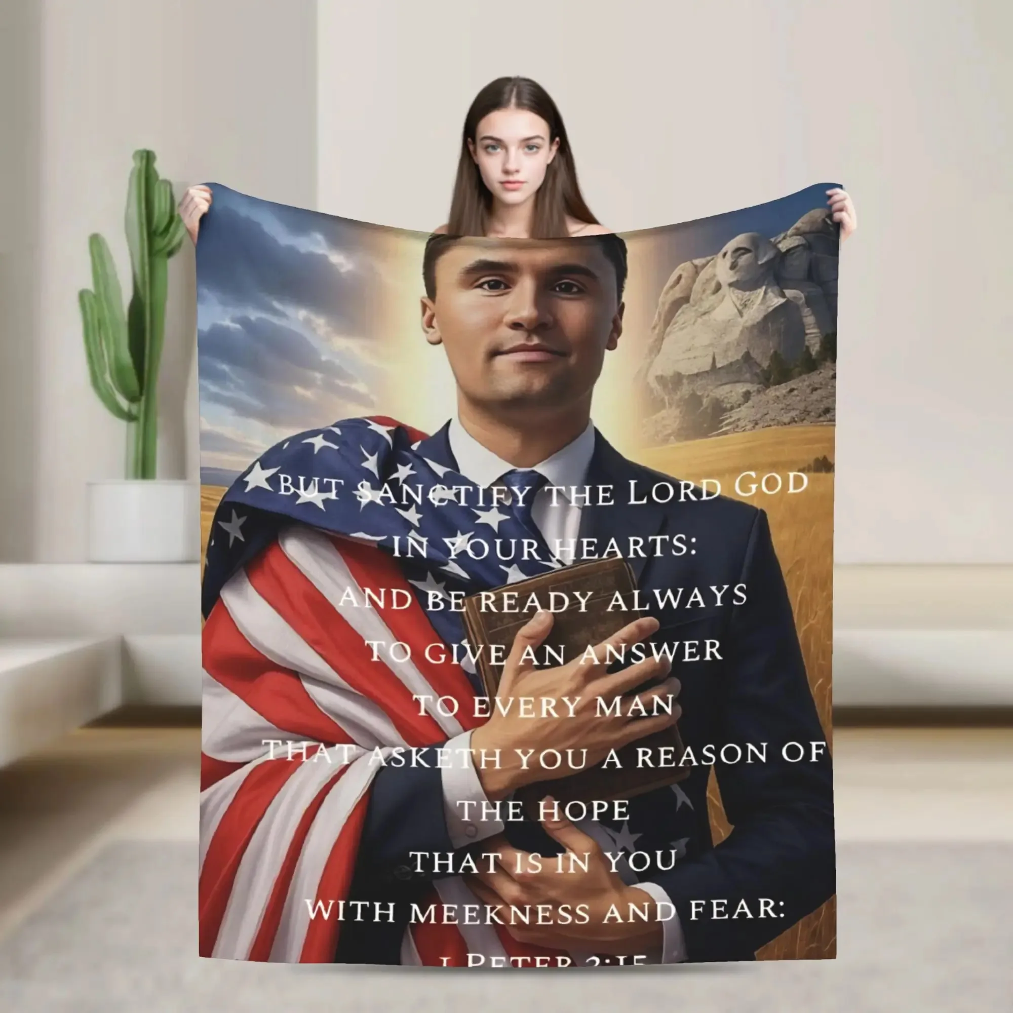 Charlie Kirk Angelic Advocate Flannel Blanket  Super Soft Throw Blanket for Couch Bed Picnic Novelty Bedspread Sofa Bed Cover