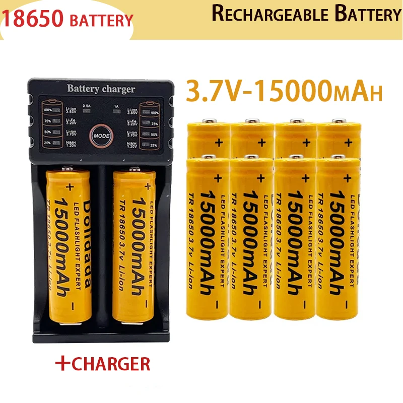 

100% original brand new 3.7V 15000mAh 18650 lithium battery flashlight 18650 rechargeable battery+201 charger 3.7V 15000mAh