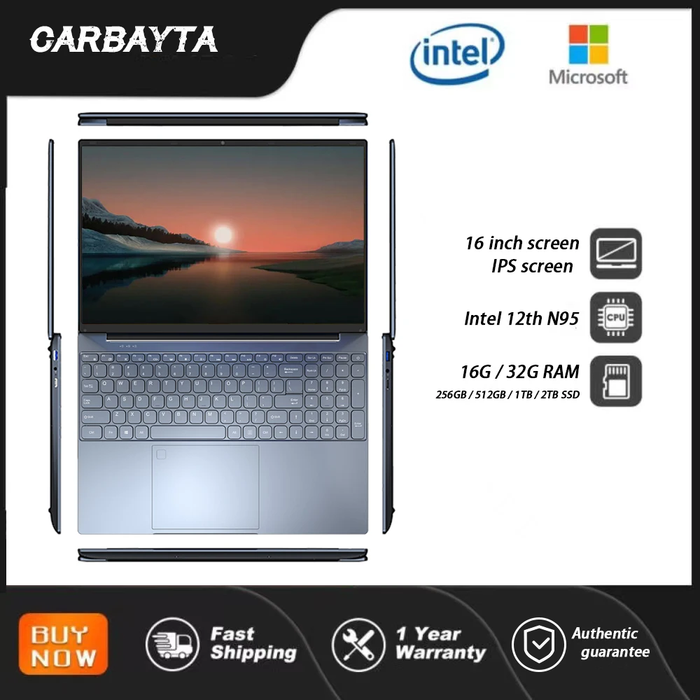 CARBAYTA Office Laptop Windows 11 Gaming Cheap Notebooks Netbook 16