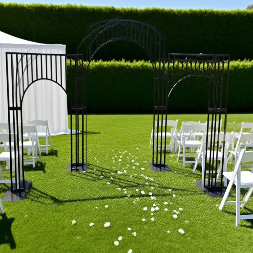 

3pcs)Wedding Backdrop Decoration Black Metal Frame Stand Tall Large Gold Wedding Arch Backdrop for Event Party Decoration