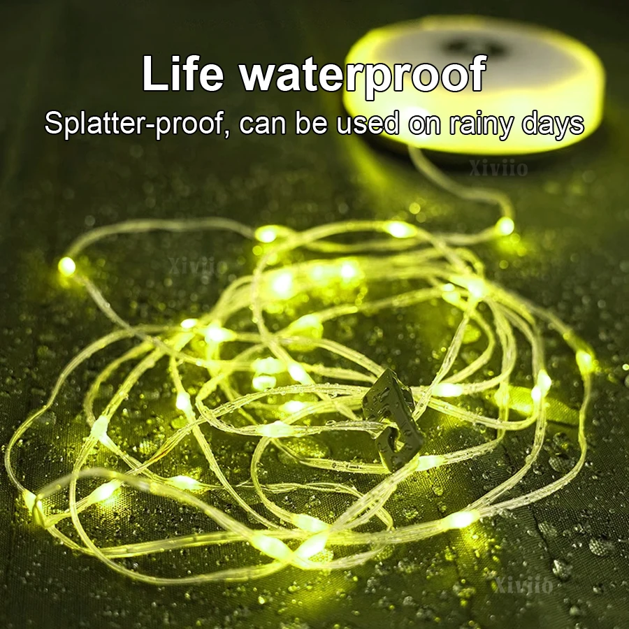 キャンプライト LEDリールストリングライト アプリ制御 アウトドア USB キャンプランプ リサイクル可能 LEDナイトライト ガーデン テント 部屋飾り