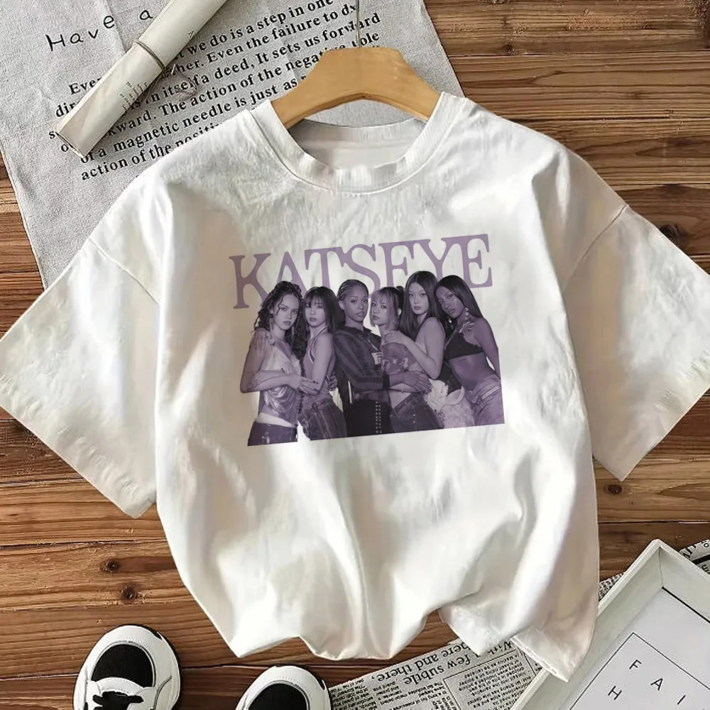 Katseye top tees women aesthetic Psychedelic women Graphic korean clothes shirt Trendy Y2k streetwear Punk Digital hip hop