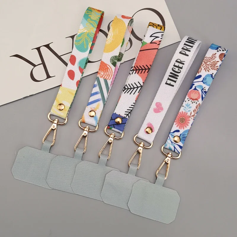 Wrist Strap Colored Pattern Woven Strap Universal Phone with Universal Clip Anti-loss Short Portable Pendant Mobile Phone Strap