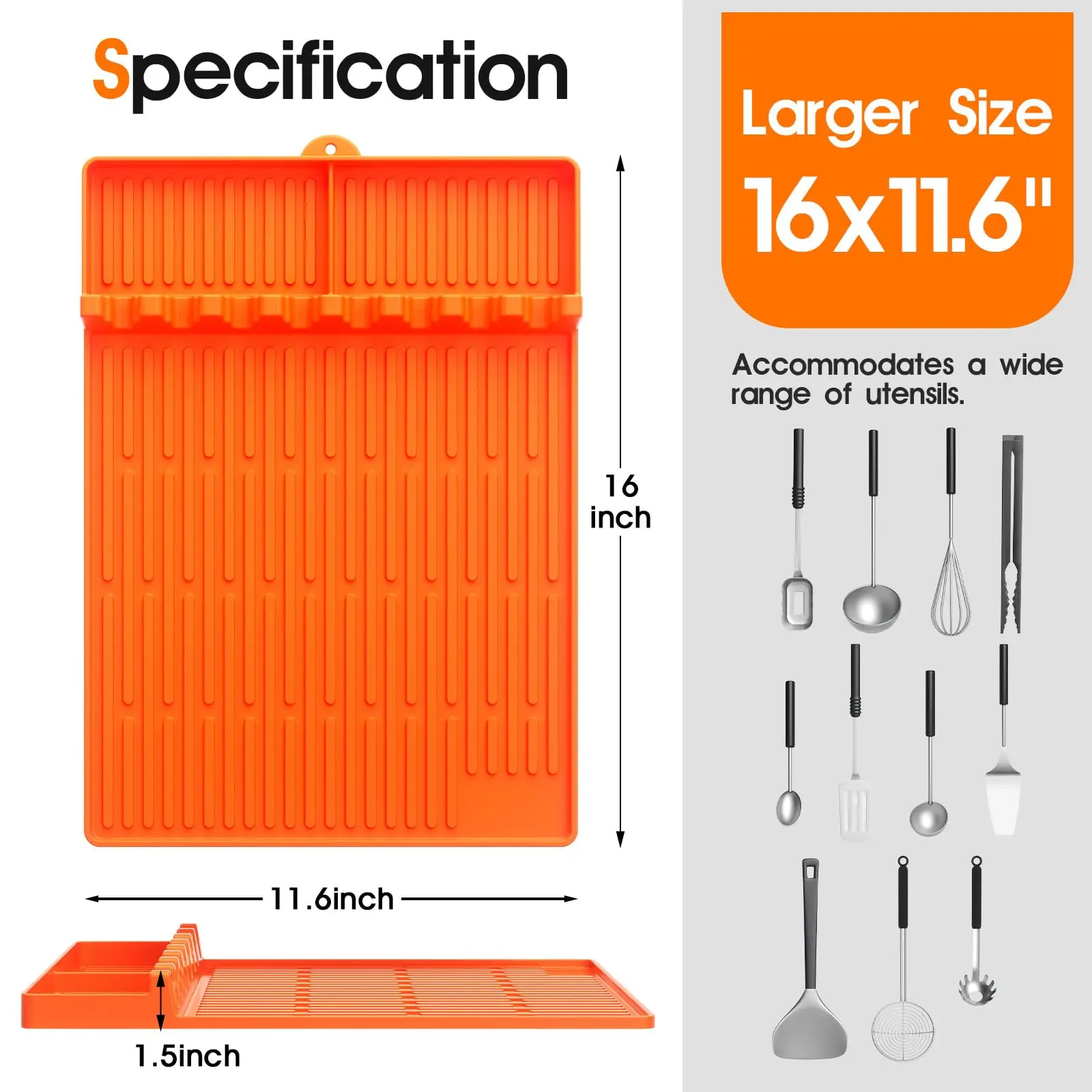حصيرة أدوات صينية من السيليكون لبلاكستون، مقاس 16 بوصة × 11.5 بوصة، سهلة التنظيف ومقاومة للحرارة وغير لاصقة ومضادة للانزلاق، ملحقات صينية #2
