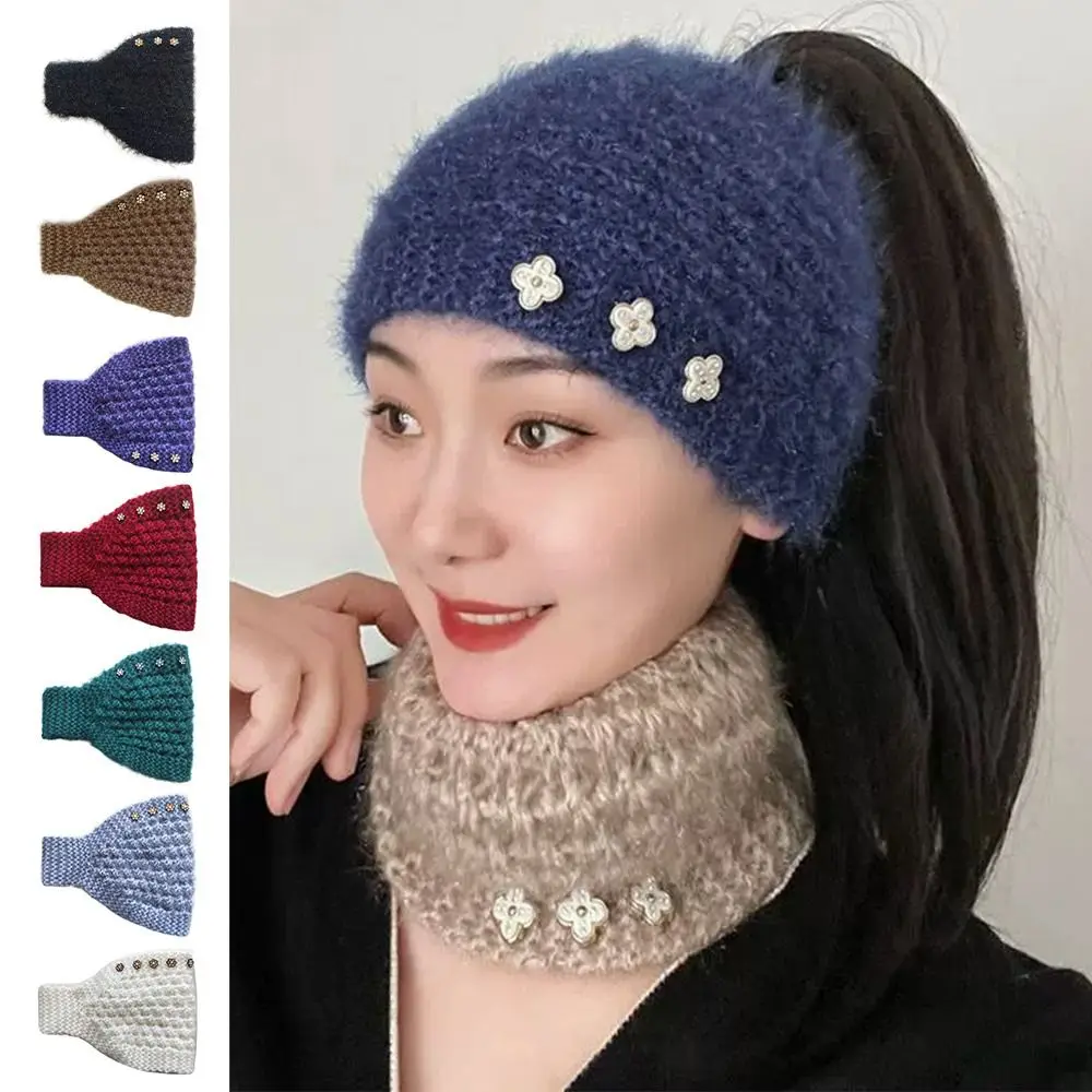 

Fashion Warm Winter Wool Headbands Thicken Soft Knitted Headbands Wide Edge Windproof Headscarf Girls