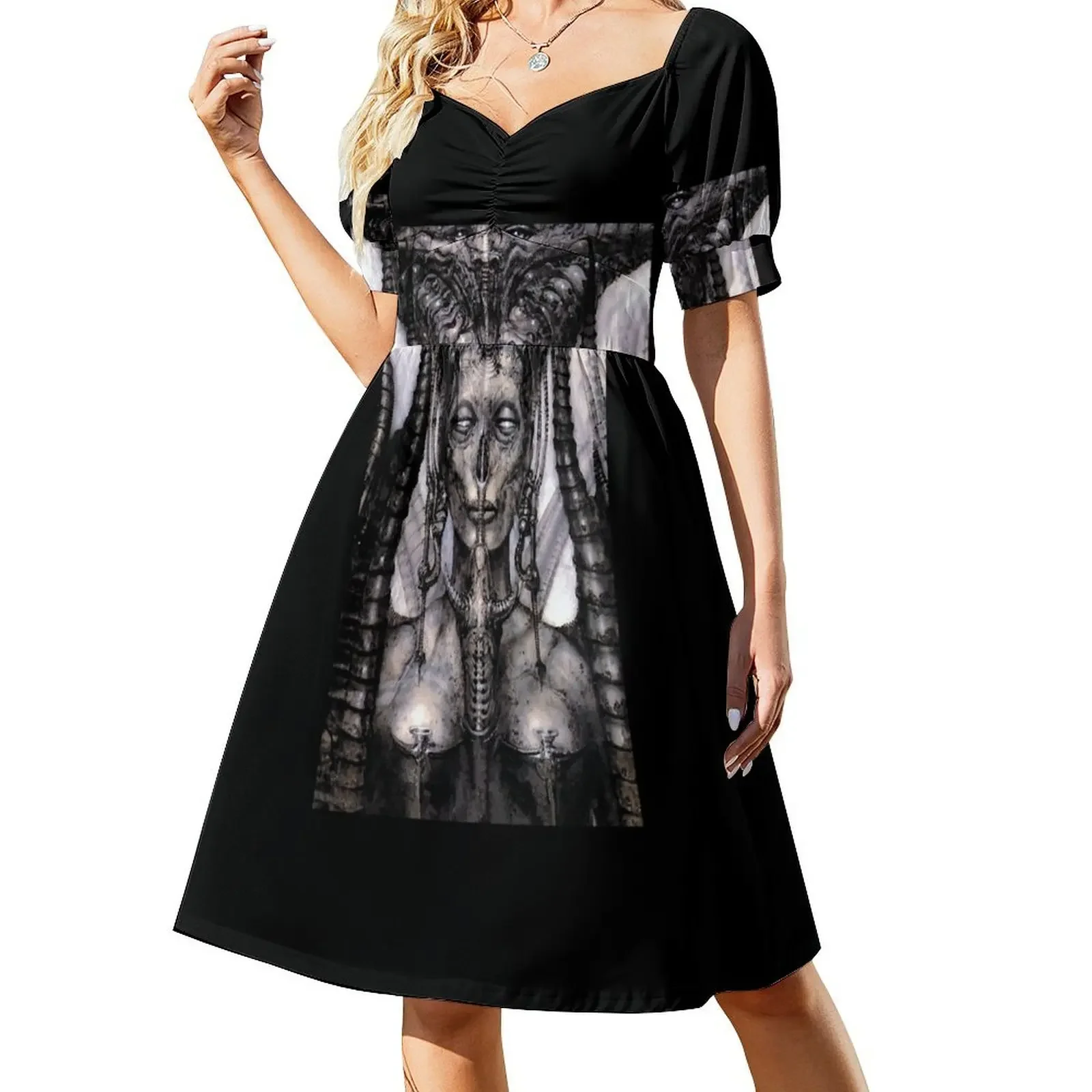 

HR Giger Lilith Steampunk Short-Sleeved Dress Dresses for wedding party Summer dresses for women