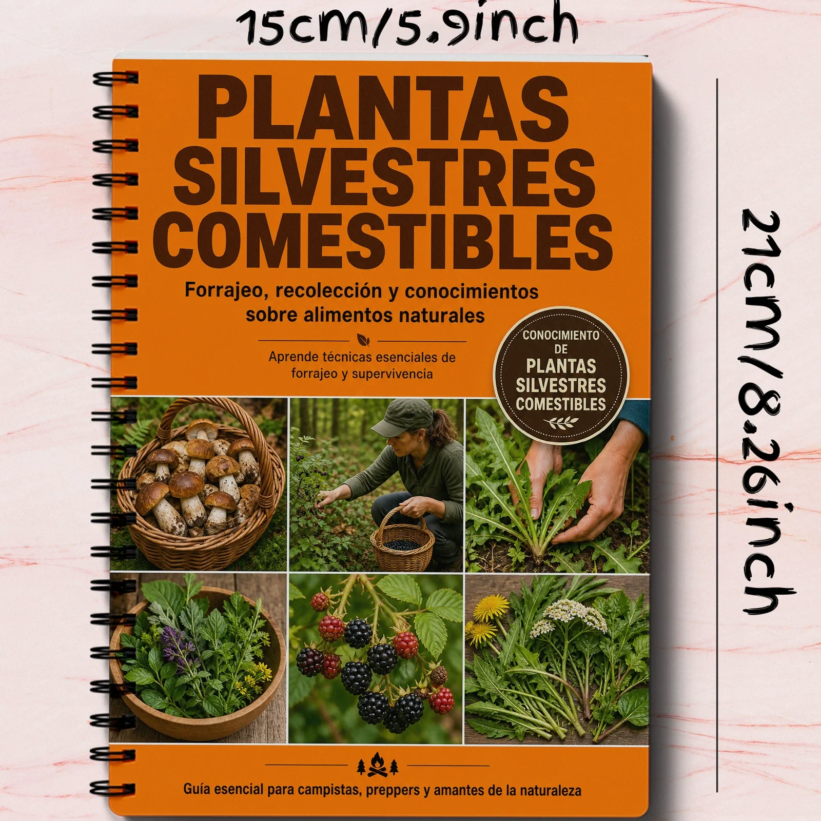 Spanish Version Wild Edible Plants Notebook Foraging Guide Journal, Outdoor Survival Skills & Plant Identification Notebook