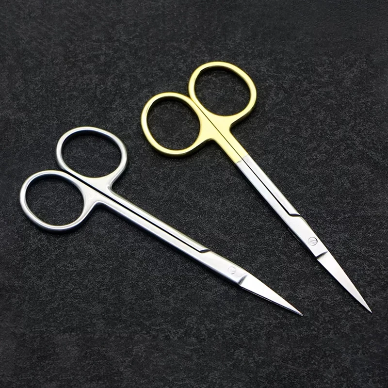 Tijeras para cejas KEWO, tijeras para cinta de párpados dobles, tijeras para parches oculares, tijeras para pestañas postizas, tijeras de precisión para manualidades, 9.5cm