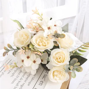 Beautiful roses artificial flowers, counterfeit flowers, silk peony, hortênsia, Big Bride Bouquet, wedding, home party, diy decoration, autumn 10 Main Sales Giant Flower - №1