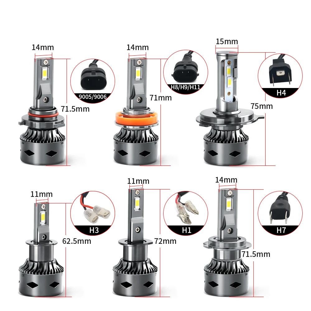 2x h7 led canbus 6000 auto scheinwerfer lampen 10000lm 60w k h1 h11 hb3 h4 hi/lo strahls chein werfer auto nebels chein werfer kein fehler 12v