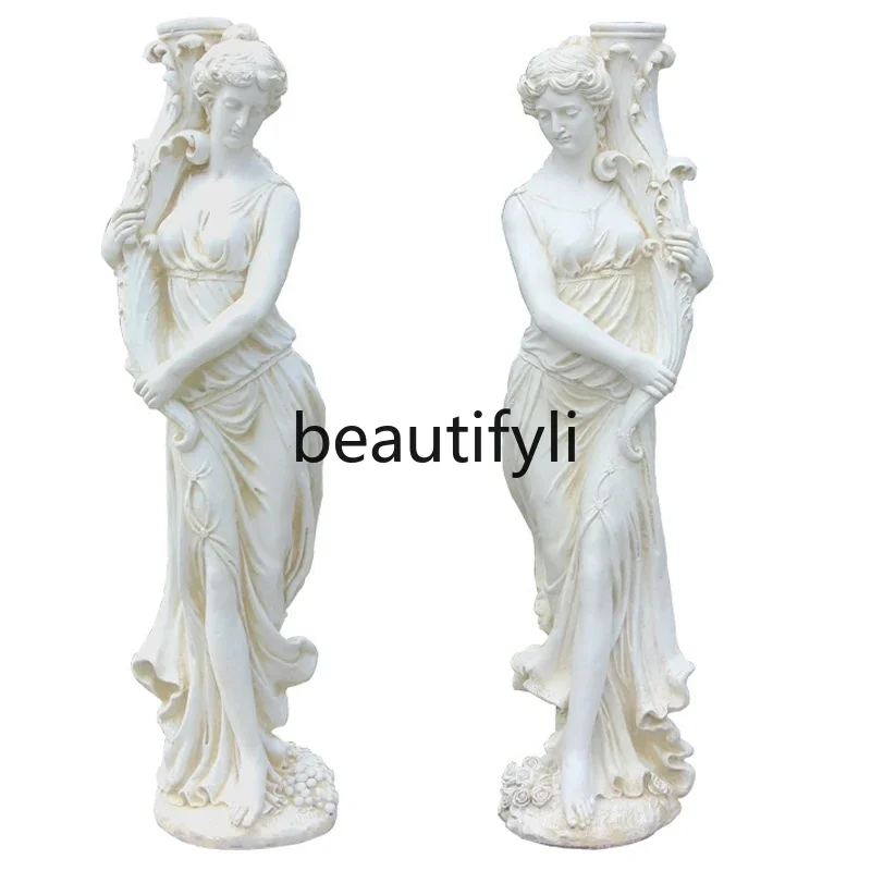 

z1xEuropean-style large lady outdoor garden lamp figure sculpture door welcome statue home decoration wedding ornament