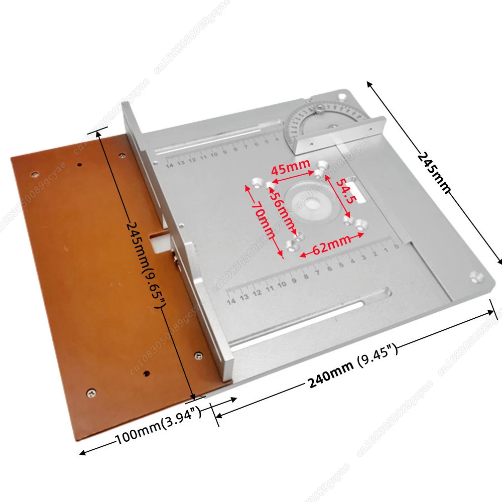 Placa de inserción de mesa de enrutador de aluminio, tablero abatible de fresado de madera eléctrico con respaldo de espiga y Juego de manómetro de