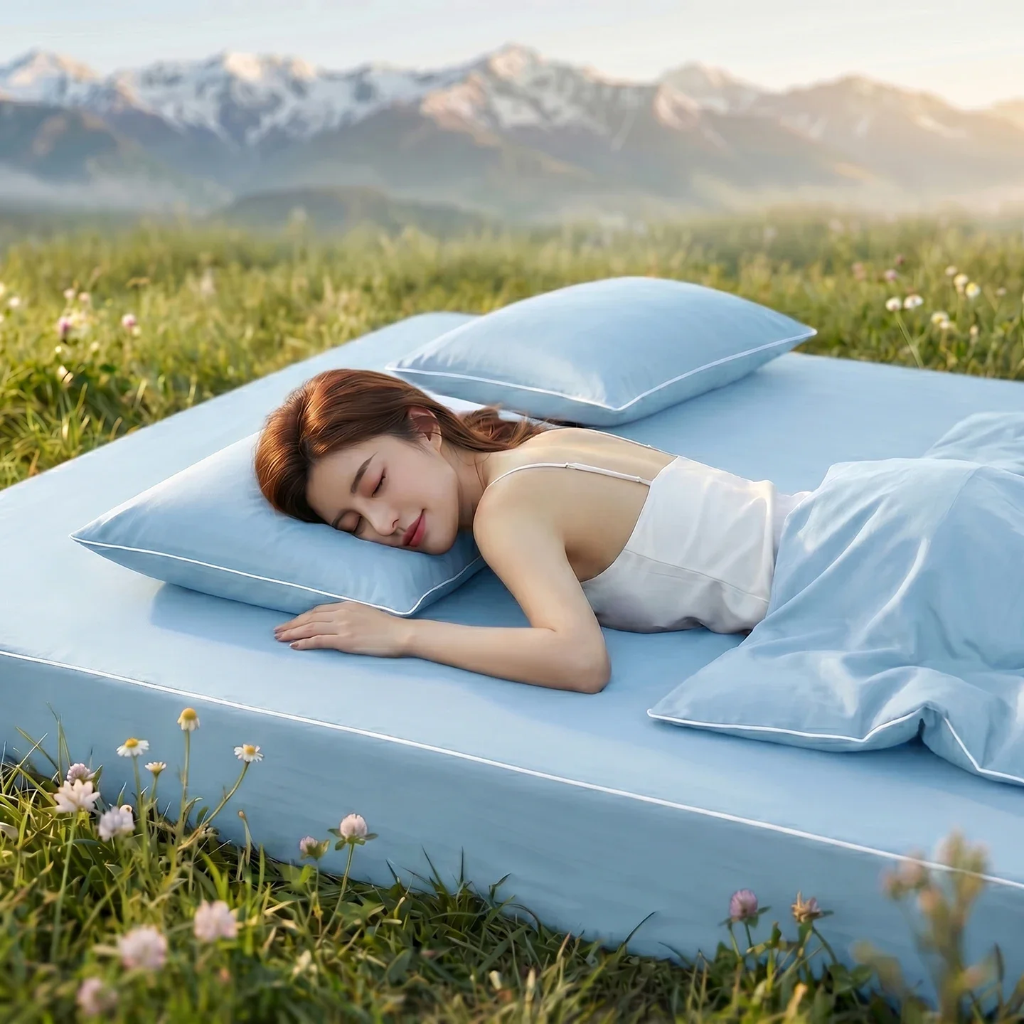 Breathable Cooling Mattress Cover for Summer Solid Color Ice Silk Fitted Sheet Skin Friendly Mattress Protector with Deep Pocket