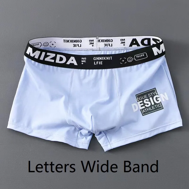 Men Sports Boxers Underpants Underwear White L XL XXL Letters Wide Band Cotton Breathable Fashion Fitness