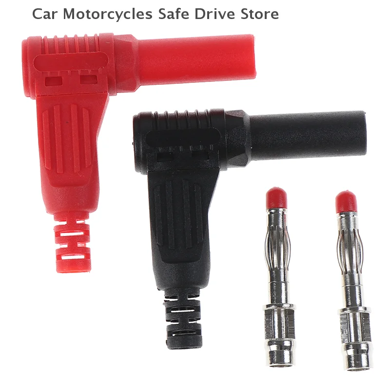 【CM】2Pcs Red+Black 4mm Male Right Angle Insulation Banana Plug Multimeter Test