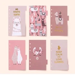 Never Cute Alpaca Spiral Planner Refill Filler Paper A6 Notebook Dividers Index Bookmark Agenda Organizer Accessories Stationery