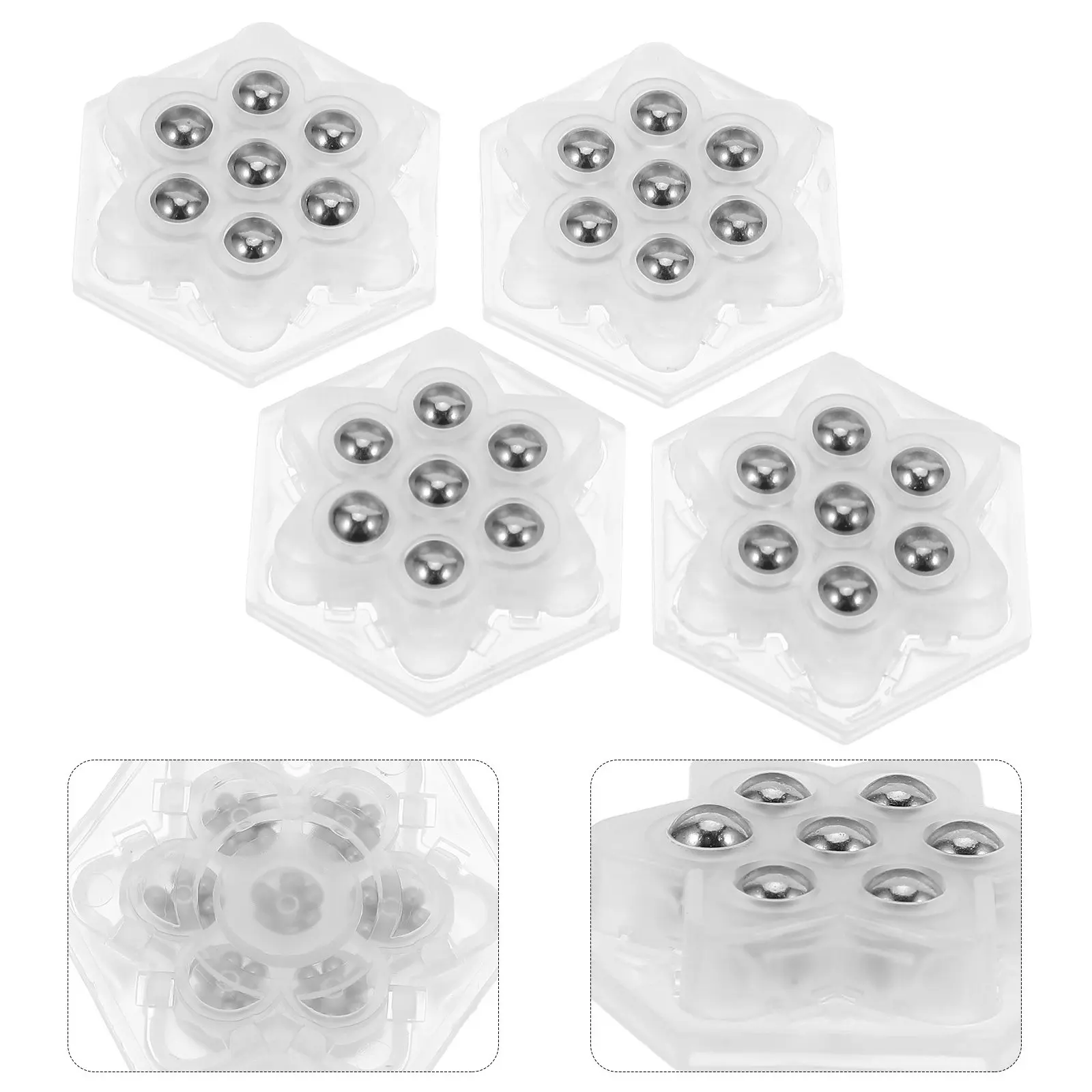32Pcs Self Adhesive Mini Silent Swivel Caster Wheels Stainless Steel Casters for Storage Boxes Appliances
