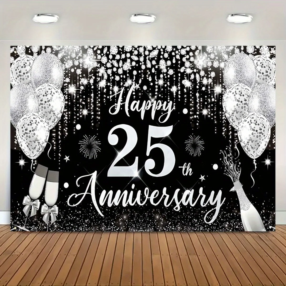 Un elegante pancarta de fondo de celebración del 25 aniversario, una reunión refinada, un evento de celebración de hitos