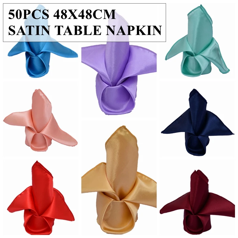 

50pcs Lot Satin Table Napkin Party Banquet Tablecloth Linen Napkins For Event Wedding Decoration