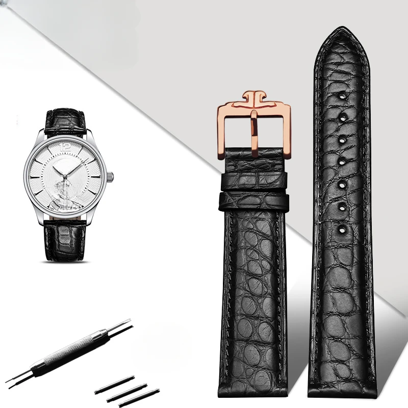 Leather Watch Strap for Jaeger-LeCoultre Moon Phase Dating Clown Master Pin Buckle Butterfly Buckle 20/21/22mm Alligator band